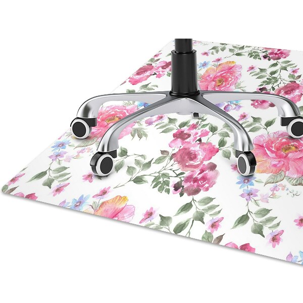 Golvskydd kontorsstol Rosa blommor