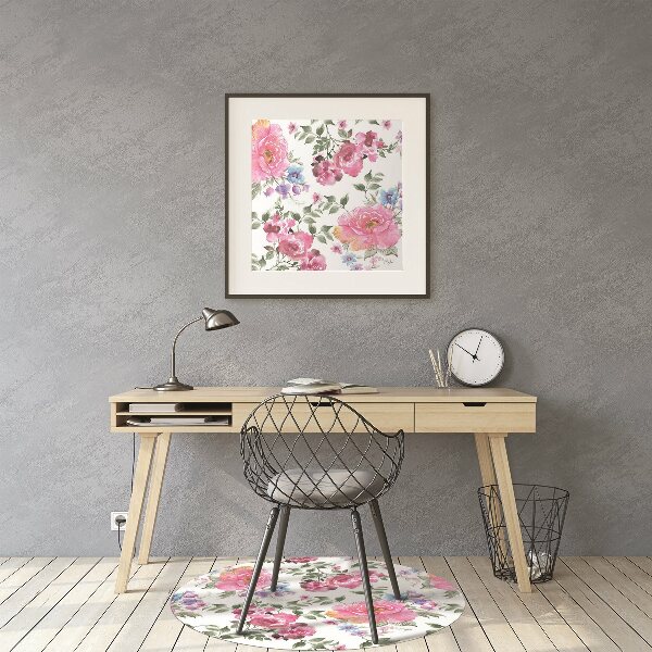 Golvskydd kontorsstol Rosa blommor