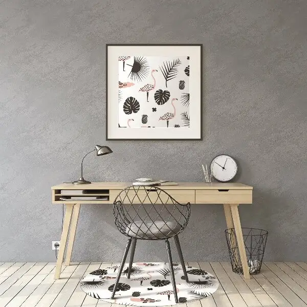 Matta under skrivbordsstol Löv och flamingos