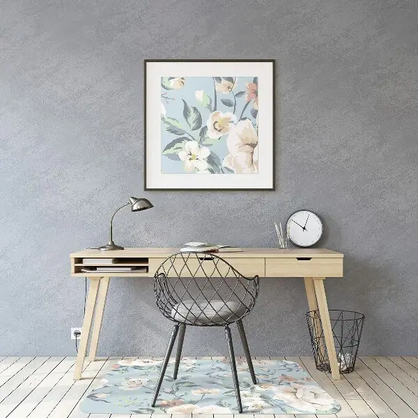 Matta under skrivbordsstol Blommor vintage stil