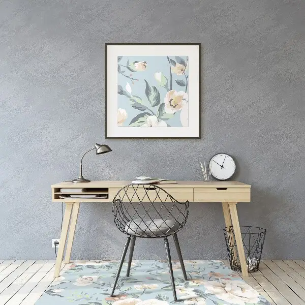 Matta under skrivbordsstol Blommor vintage stil