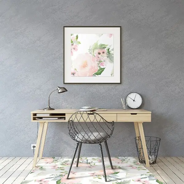 Matta för kontorsstol Pastellblommor
