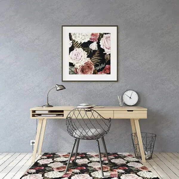 Matta för kontorsstol Barockblommor