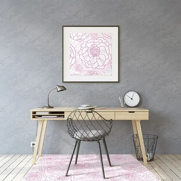 Golvskydd kontorsstol Rosa blommor