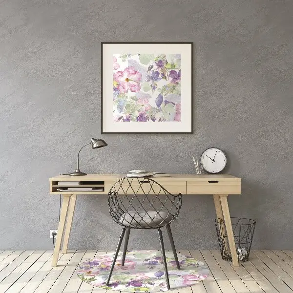 Golvskydd kontorsstol Lila blommor