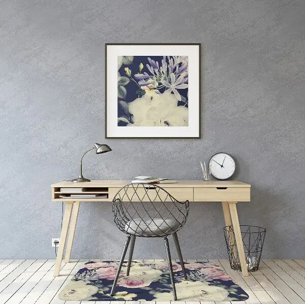 Golvskydd kontorsstol Vita vintage rosor