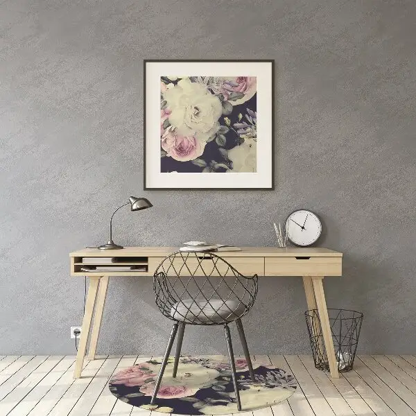 Golvskydd kontorsstol Vita vintage rosor