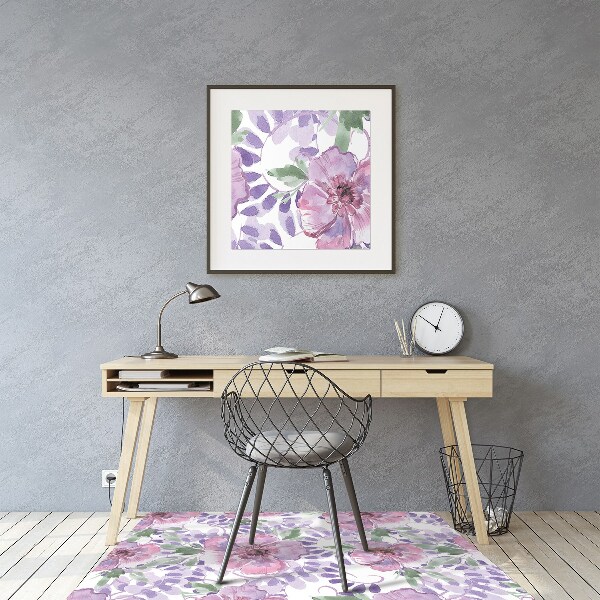 Golvskydd kontorsstol Lila blommor