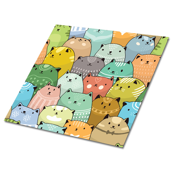 Självhäftande pvc plattor Färgglada katter