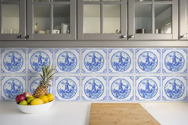 Vinylplattor självhäftande Azulejos stil väderkvarn