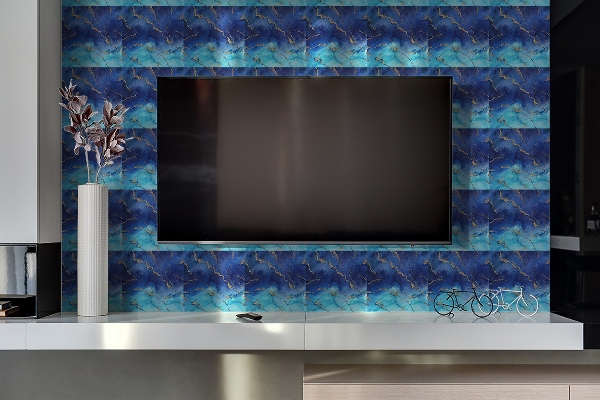 Självhäftande väggpanel Blå marmor